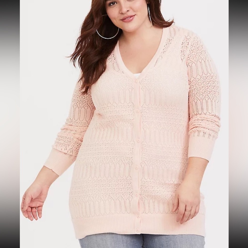 Torrid Blush Pink Pointelle Cardigan